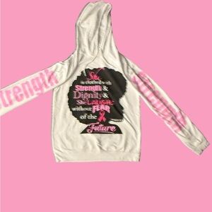 White Breast Cancer Awareness Hoodie Size 1X